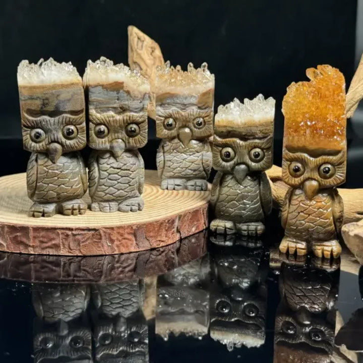 Olivenorma Clear Crystal Cluster Owl Ornament Gemstone Decoration - image 4