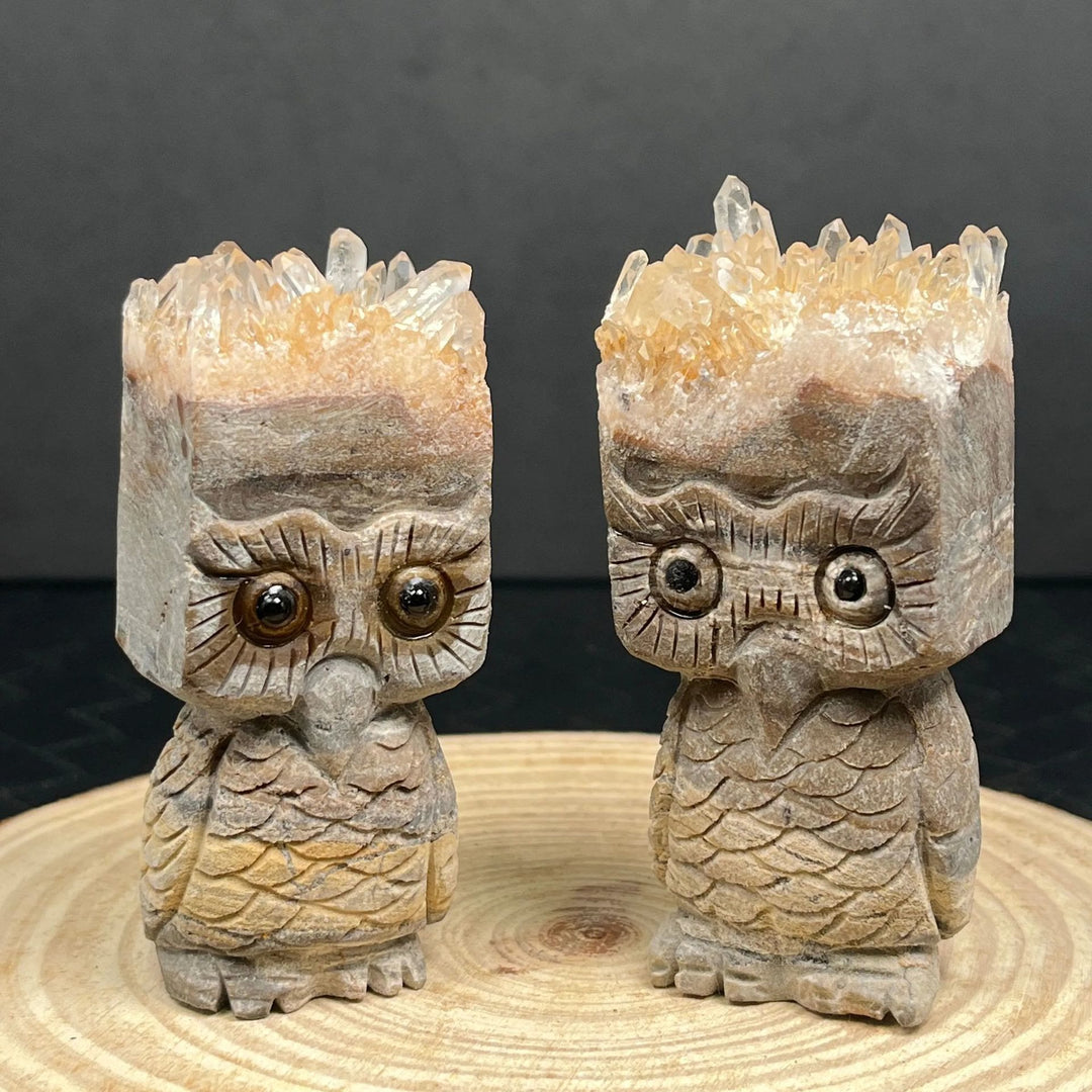 Olivenorma Clear Crystal Cluster Owl Ornament Gemstone Decoration - image 3