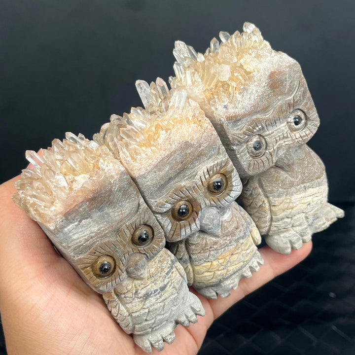 Olivenorma Clear Crystal Cluster Owl Ornament Gemstone Decoration - image 2