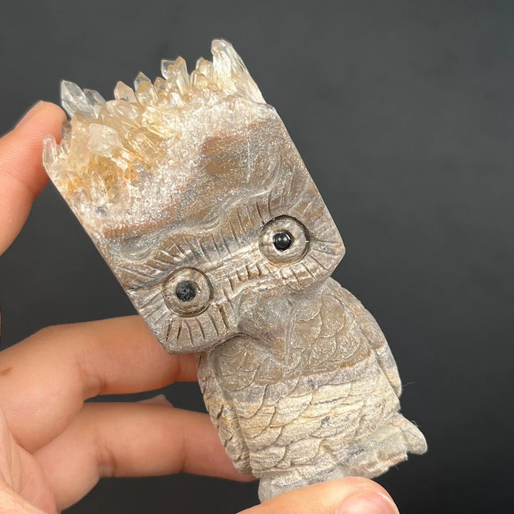 Olivenorma Clear Crystal Cluster Owl Ornament Gemstone Decoration - image 1