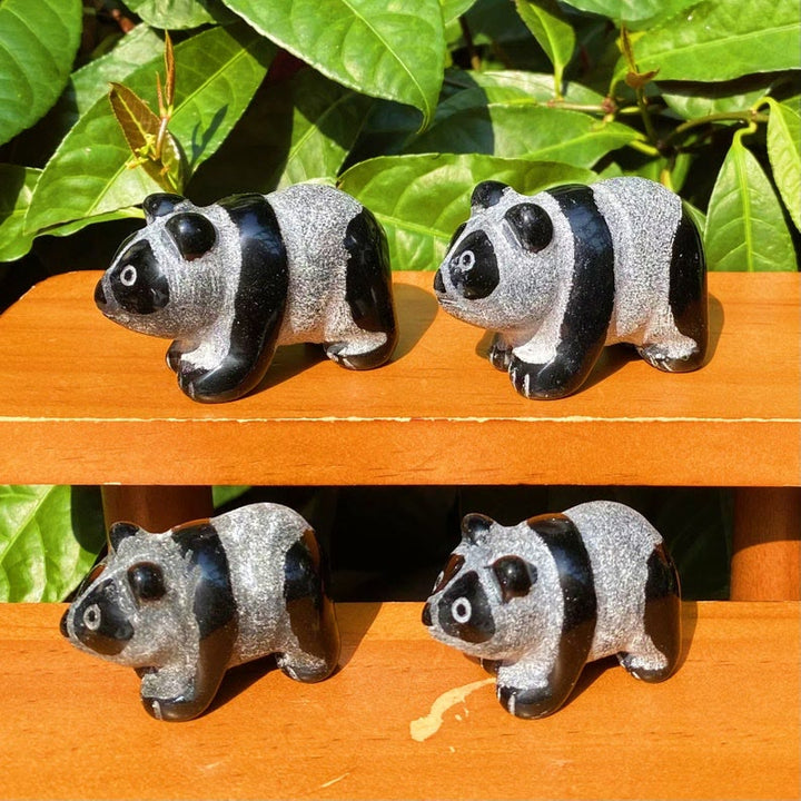 Olivenorma Natural Obsidian Carved Panda Gemstone Decoration - image 3