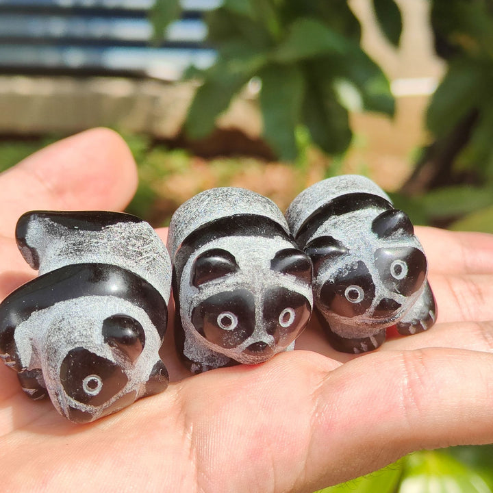 Olivenorma Natural Obsidian Carved Panda Gemstone Decoration - image 2