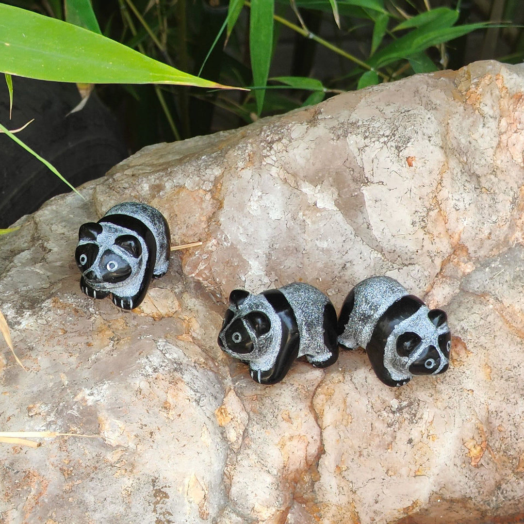 Olivenorma Natural Obsidian Carved Panda Gemstone Decoration - image 4