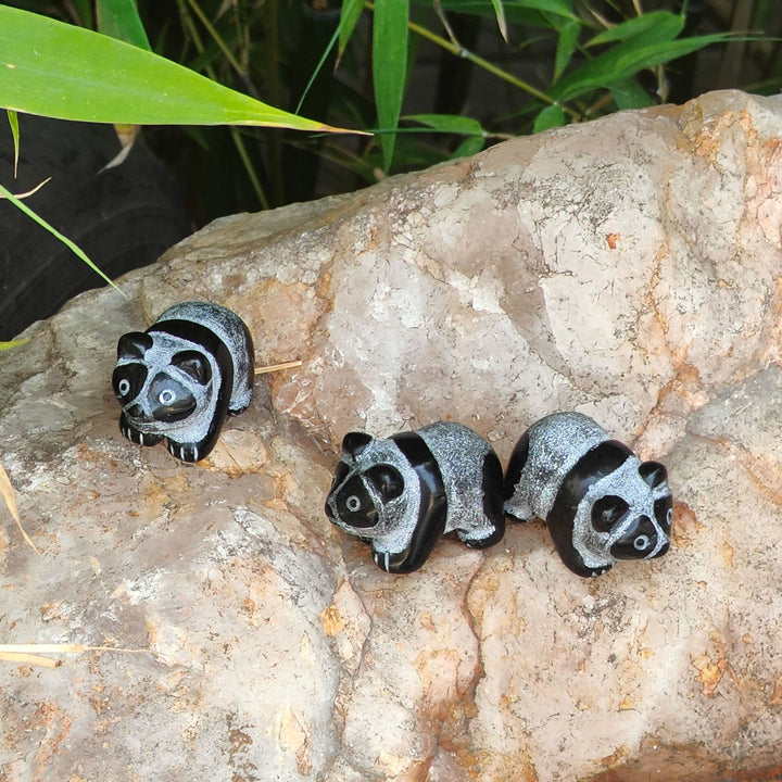 Olivenorma Natural Obsidian Carved Panda Gemstone Decoration - image 4