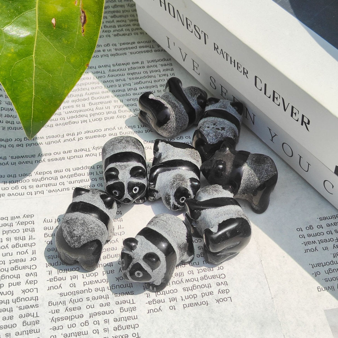 Olivenorma Natural Obsidian Carved Panda Gemstone Decoration - image 5