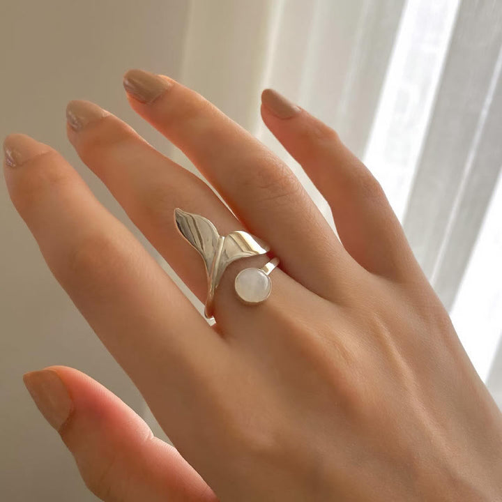 Olivenorma Natural Moonstone Mermaid's Tail Adjustable Ring - image 1