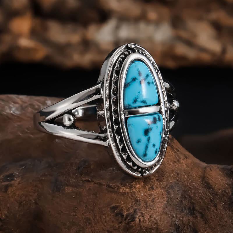 Olivenorma Boho Handmade Geometric Turquoise Statement Ring - image 2