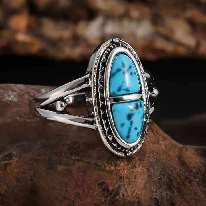 Olivenorma Boho Handmade Geometric Turquoise Statement Ring - image 2