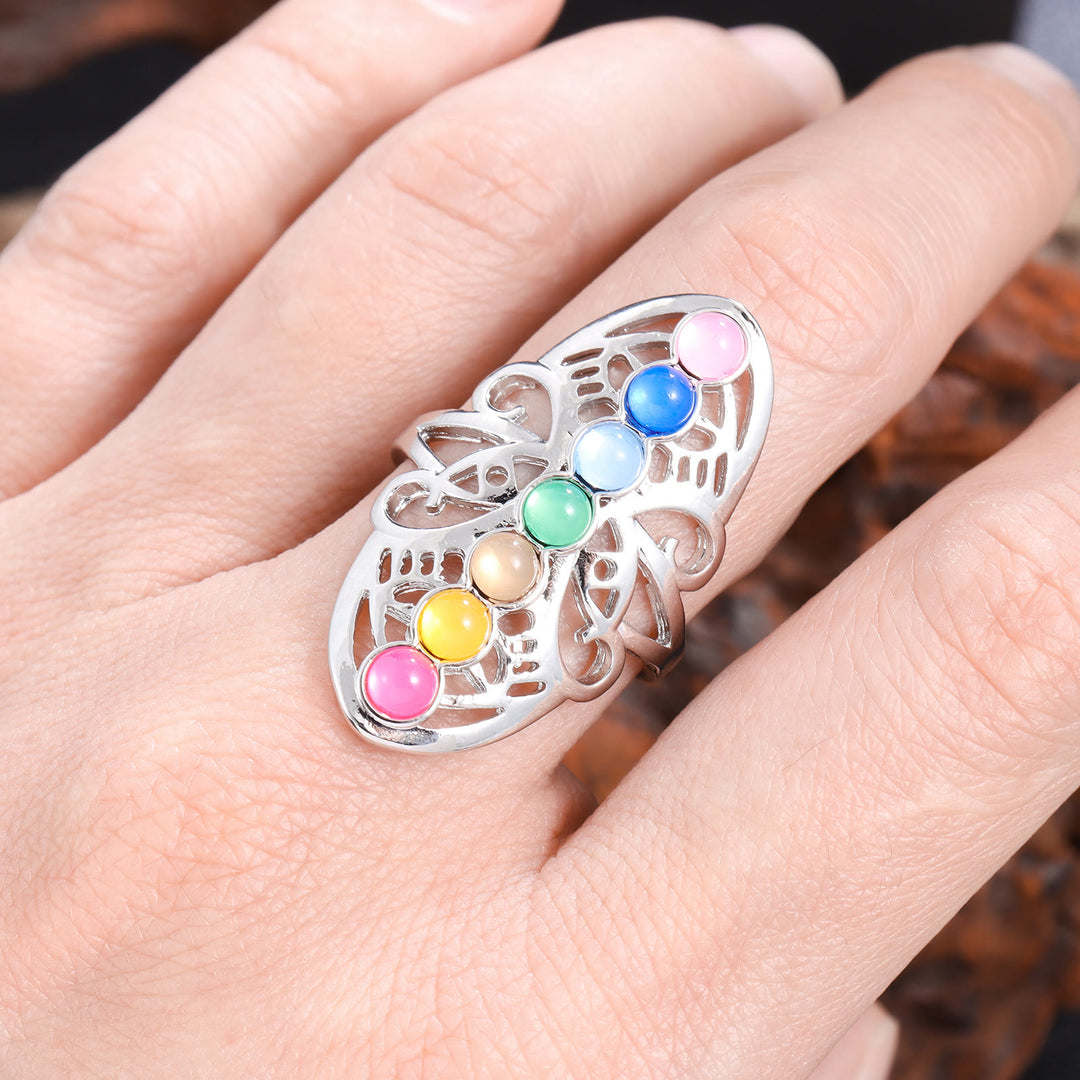 Olivenorma 7 Chakra Crystal Hollow Adjustable Ring - image 1