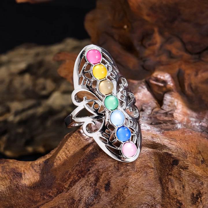 Olivenorma 7 Chakra Crystal Hollow Adjustable Ring - image 2