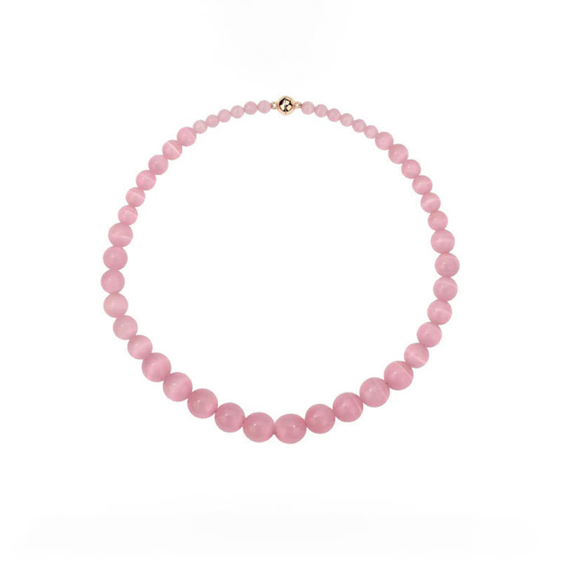 Olivenorma Boho Cat's Eye Stone Choker Beaded Necklace - Pink - image 5