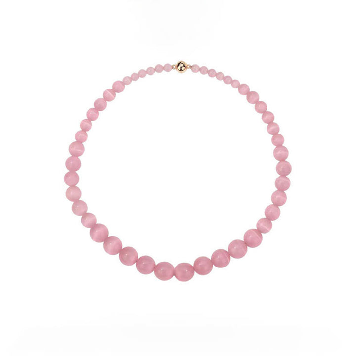 Olivenorma Boho Cat's Eye Stone Choker Beaded Necklace - Pink - image 5