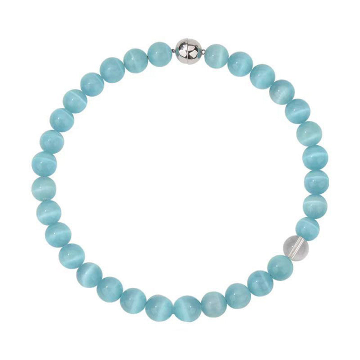 Olivenorma Boho Cat's Eye Stone Choker Beaded Necklace - Blue - image 2