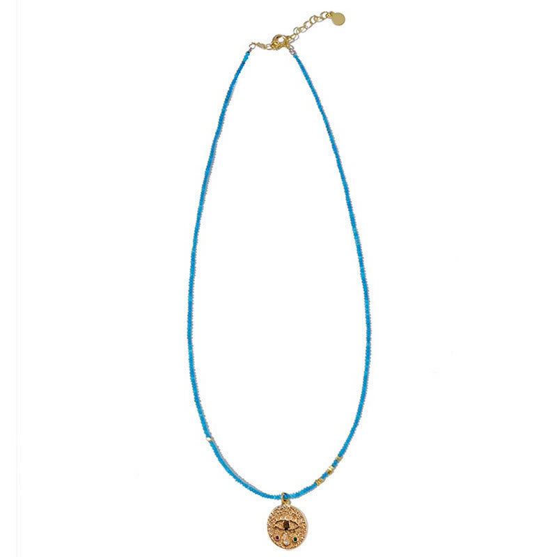 Olivenorma Evil Eye Charm Turquoise Beaded Necklace - image 1