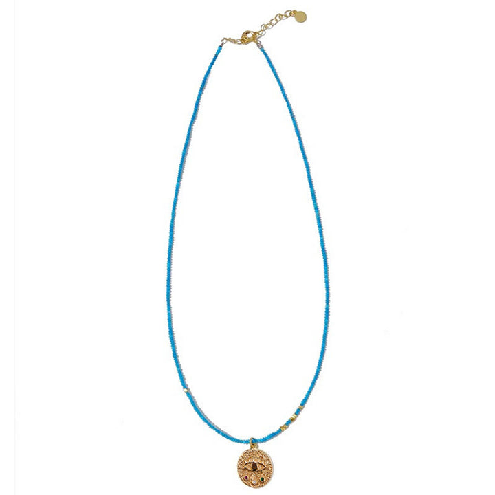 Olivenorma Evil Eye Charm Turquoise Beaded Necklace - image 1