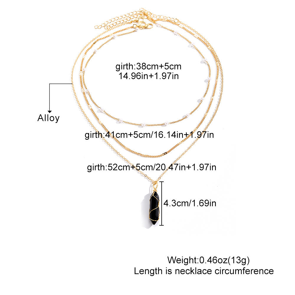 Olivenorma Natural Gemstone Prism Charm Stacked Necklace - image 10