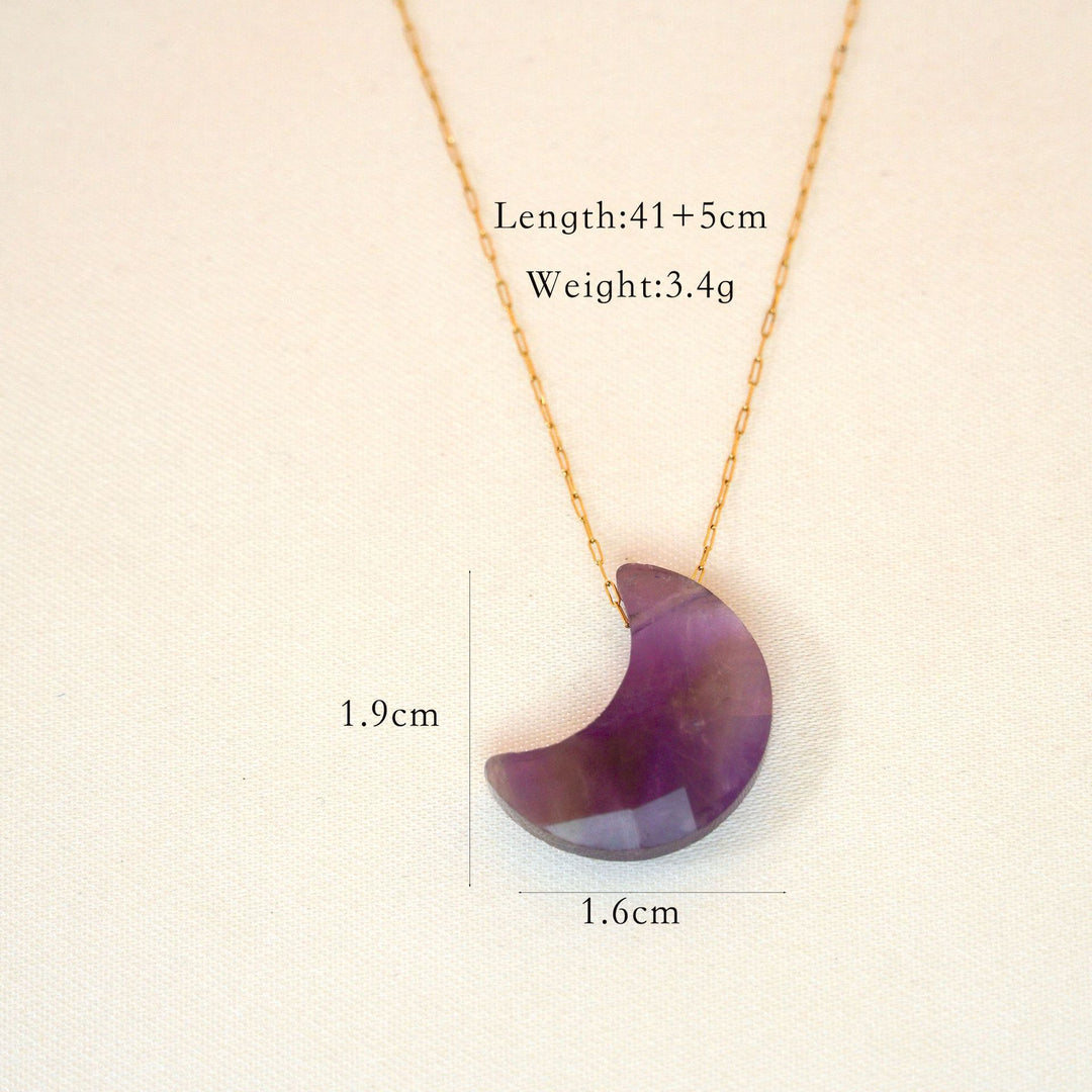 Olivenorma Natural Amethyst 14K Gold Plated Necklace - Moon - image 1