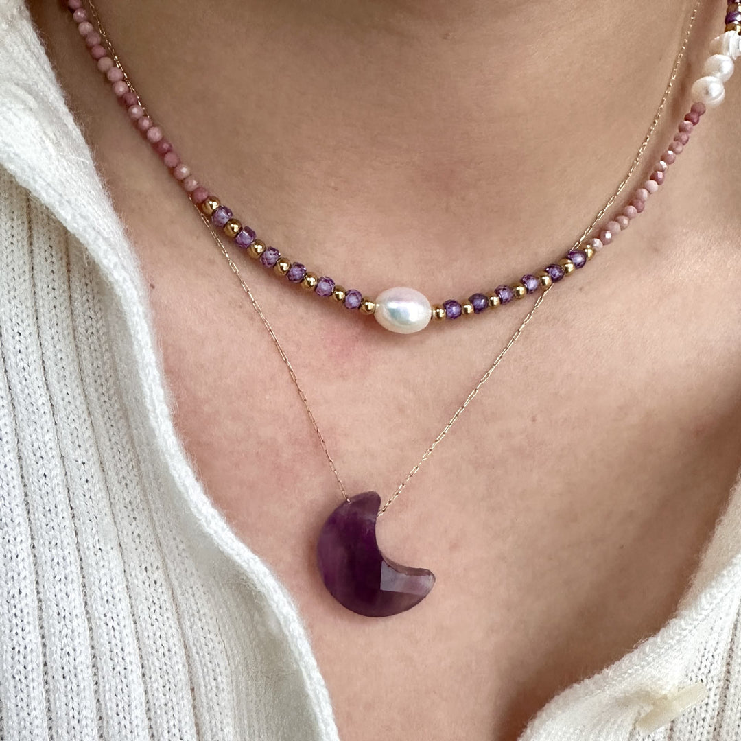 Olivenorma Natural Amethyst 14K Gold Plated Necklace - image 2