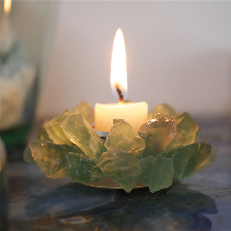 Olivenorma Natural Green Fluorite Healing Ornament Candle Holder - image 3