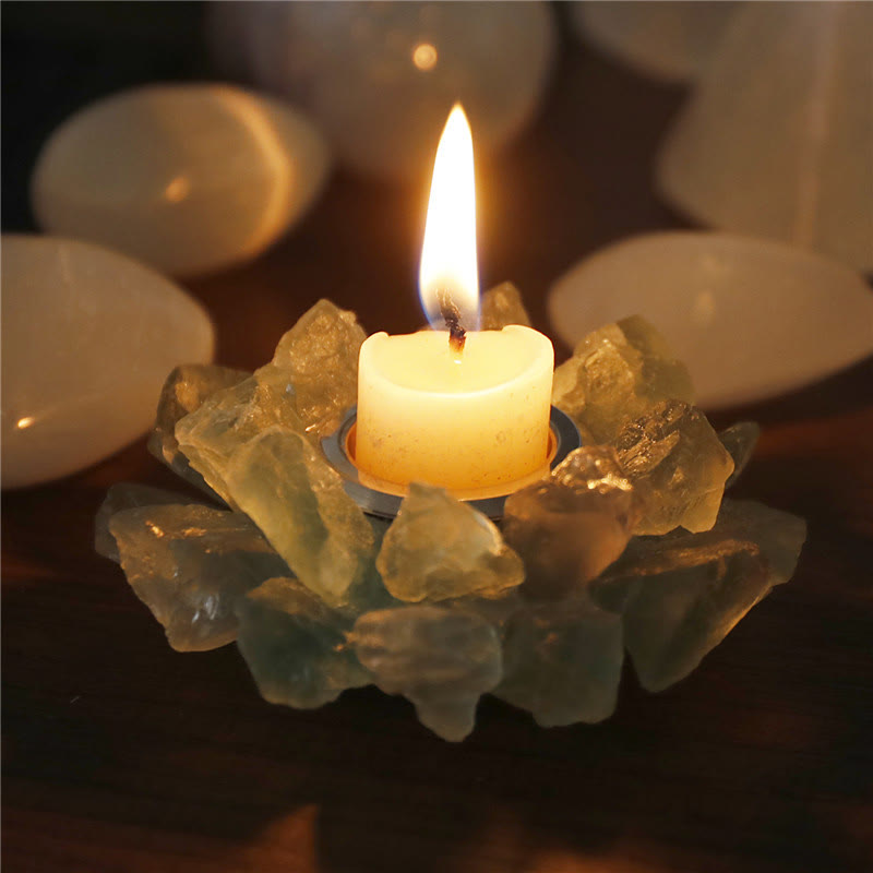 Olivenorma Natural Green Fluorite Healing Ornament Candle Holder - image 2