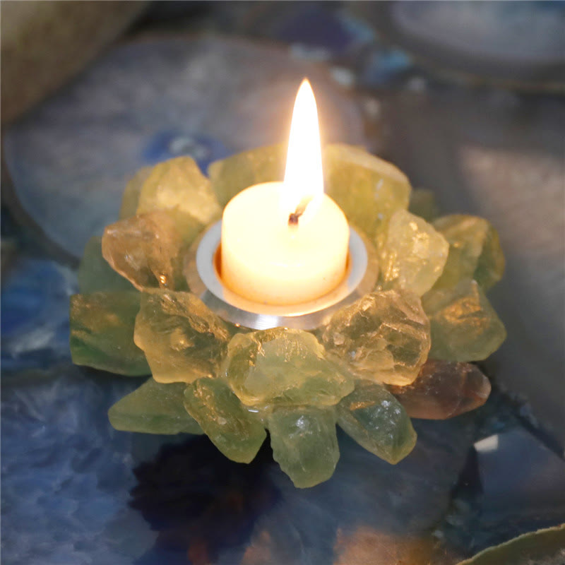 Olivenorma Natural Green Fluorite Healing Ornament Candle Holder - Green Fluorite - image 0