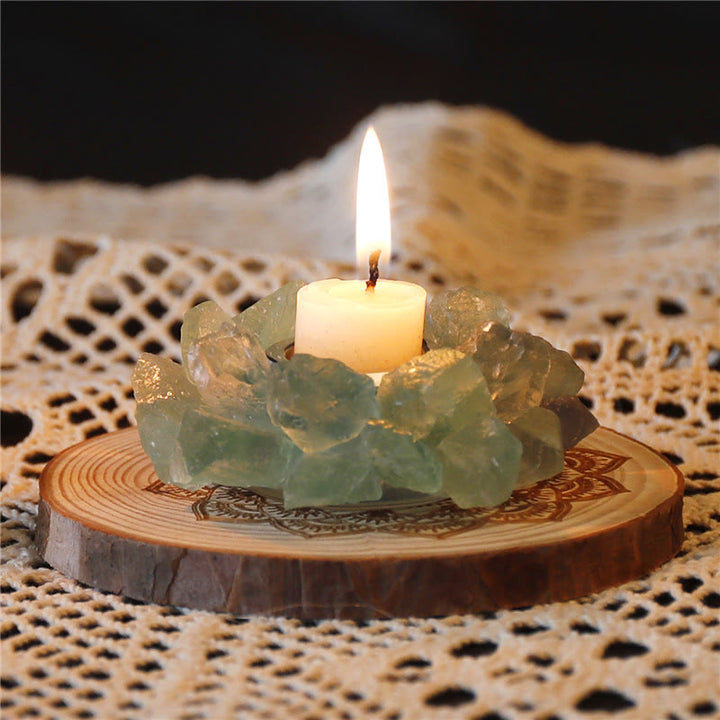 Olivenorma Natural Green Fluorite Healing Ornament Candle Holder - image 5