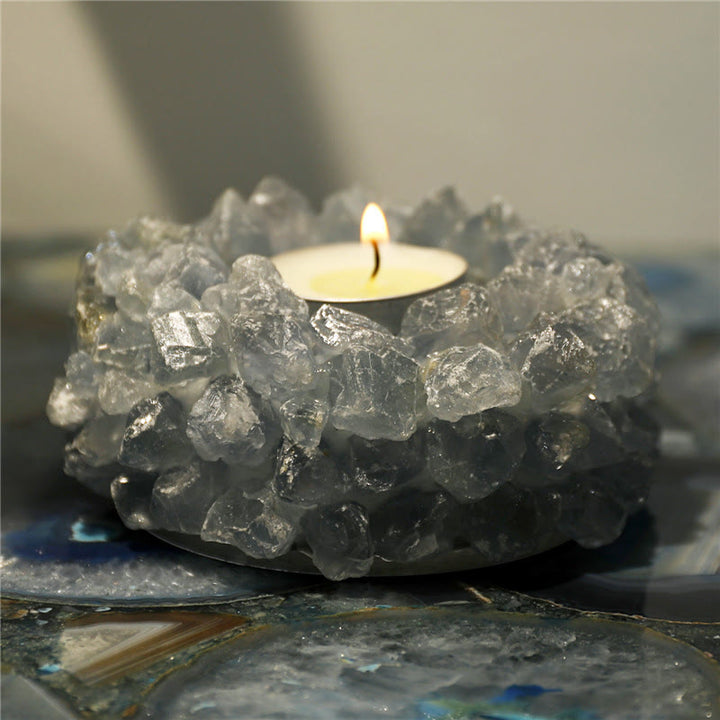 Olivenorma Natural Aquamarine Healing Ornament Candle Holder - image 1