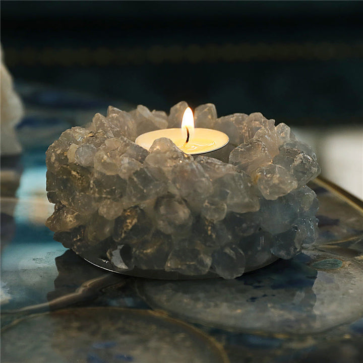 Olivenorma Natural Aquamarine Healing Ornament Candle Holder - image 2