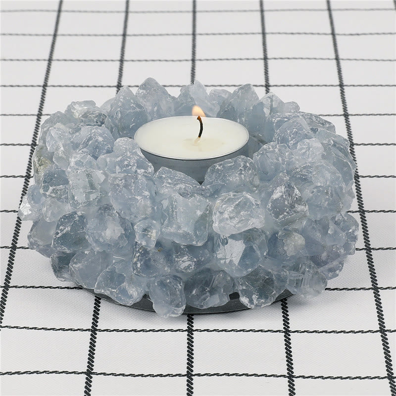 Olivenorma Natural Aquamarine Healing Ornament Candle Holder - image 3