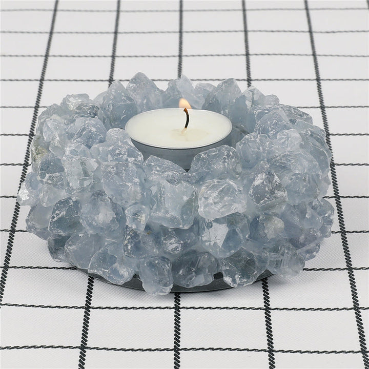 Olivenorma Natural Aquamarine Healing Ornament Candle Holder - image 3