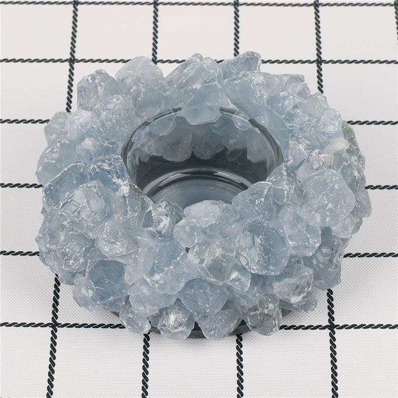 Olivenorma Natural Aquamarine Healing Ornament Candle Holder - image 4