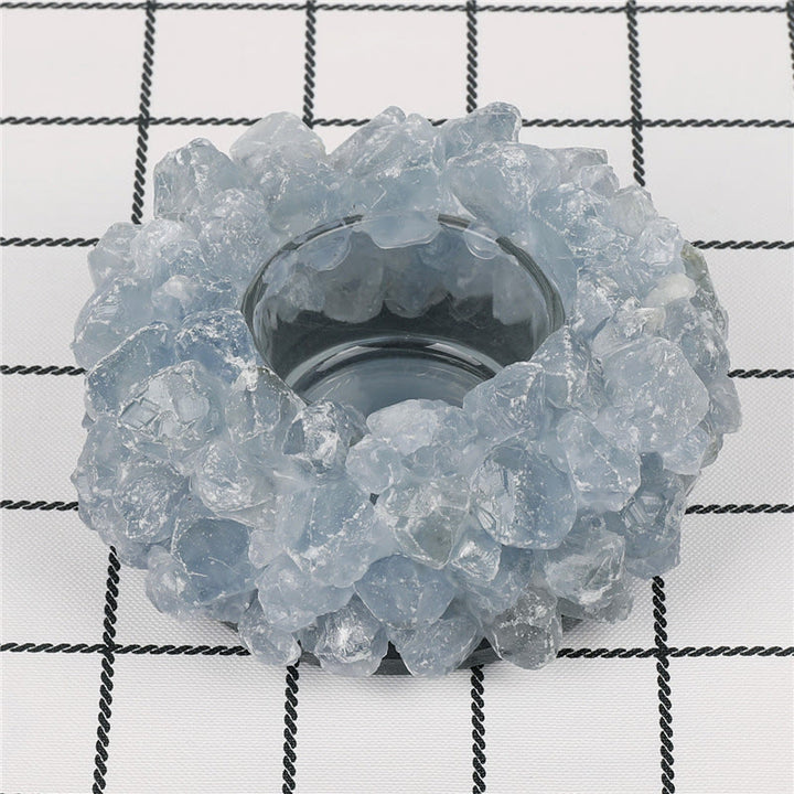 Olivenorma Natural Aquamarine Healing Ornament Candle Holder - image 4