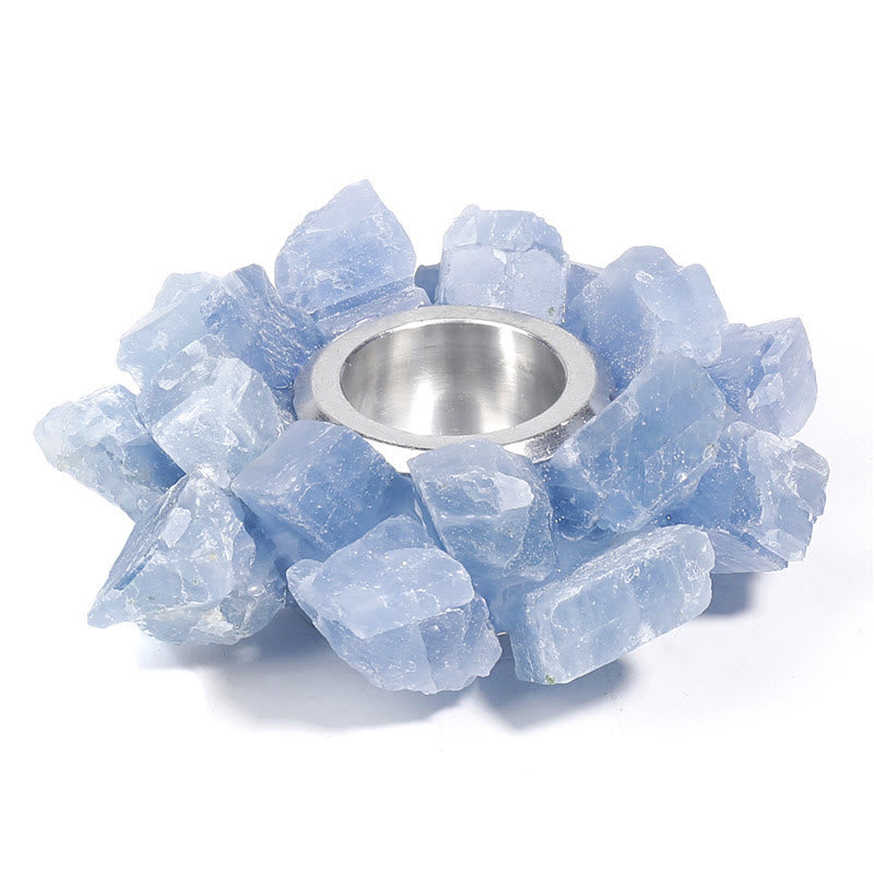 Olivenorma Natural Blue Calcite Healing Ornament Candle Holder - image 9