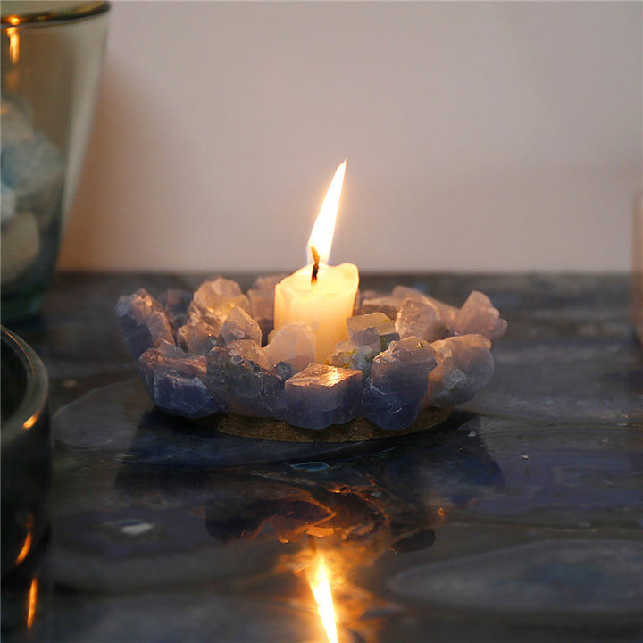 Olivenorma Natural Blue Calcite Healing Ornament Candle Holder - image 0