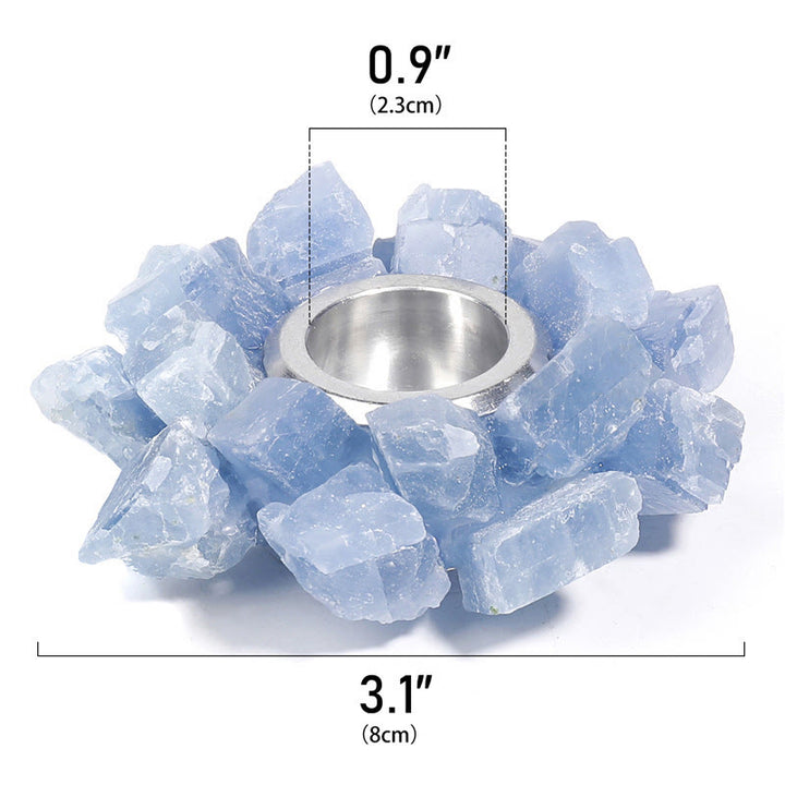Olivenorma Natural Blue Calcite Healing Ornament Candle Holder - image 11