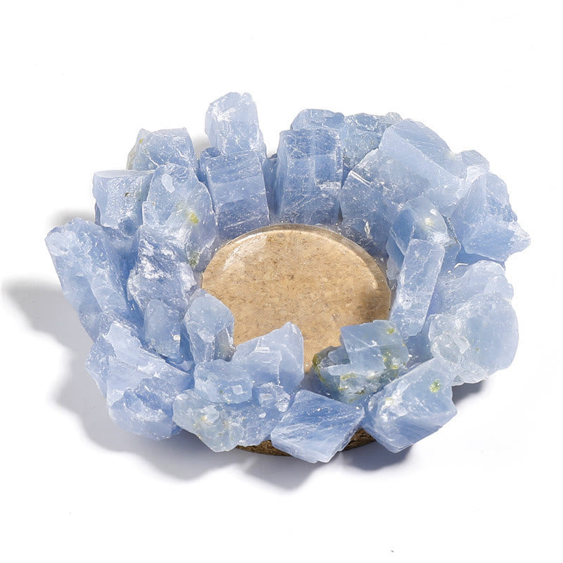 Olivenorma Natural Blue Calcite Healing Ornament Candle Holder - image 3