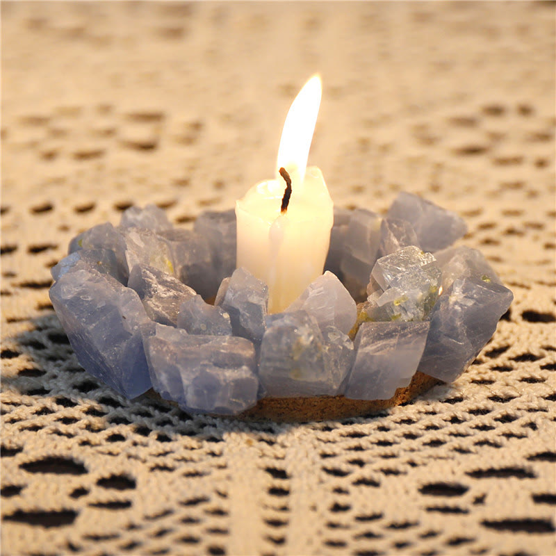 Olivenorma Natural Blue Calcite Healing Ornament Candle Holder - image 2