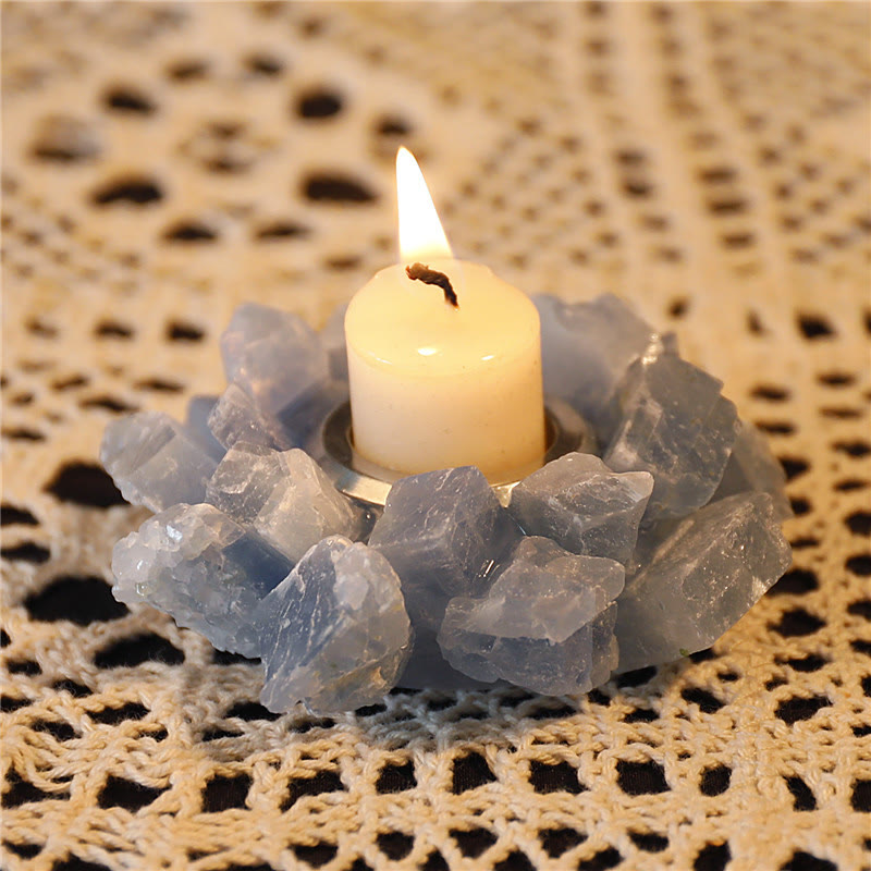 Olivenorma Natural Blue Calcite Healing Ornament Candle Holder - image 7