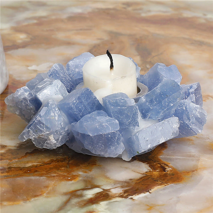 Olivenorma Natural Blue Calcite Healing Ornament Candle Holder - image 8
