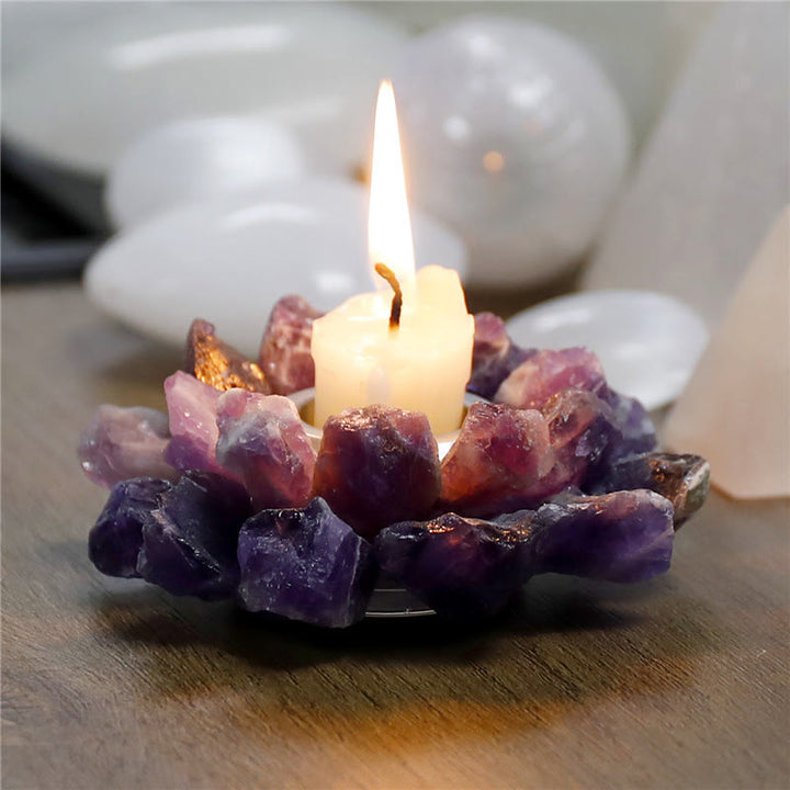 Olivenorma Natural Amethyst Healing Ornament Candle Holder - image 8