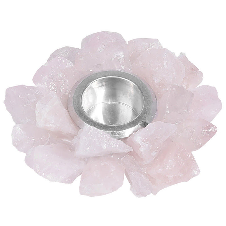 Olivenorma Natural Rose Quartz Healing Ornament Candle Holder - 7cm - image 8