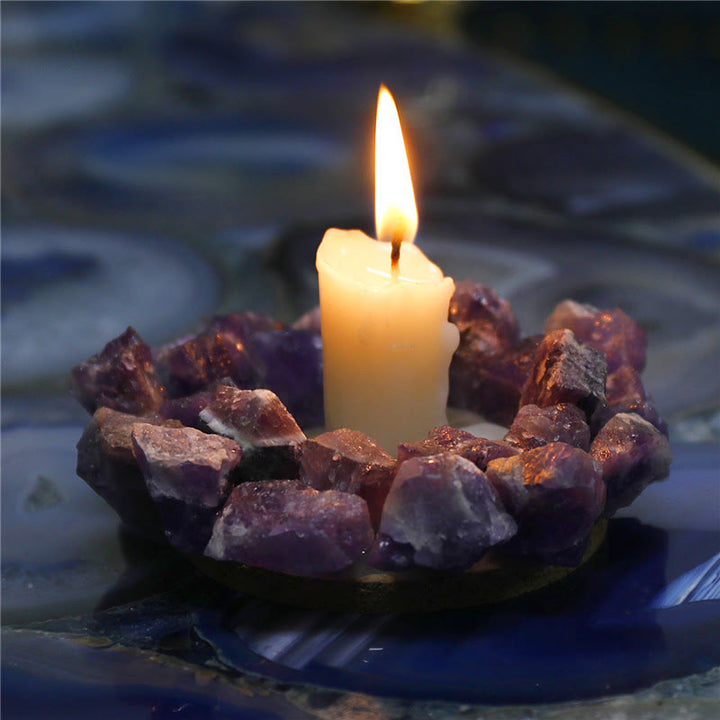 Olivenorma Natural Amethyst Healing Ornament Candle Holder - image 2