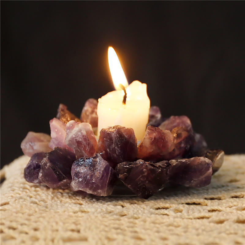 Olivenorma Natural Amethyst Healing Ornament Candle Holder - image 9