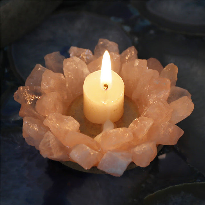 Olivenorma Natural Rose Quartz Healing Ornament Candle Holder - image 1