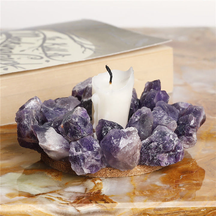 Olivenorma Natural Amethyst Healing Ornament Candle Holder - image 3