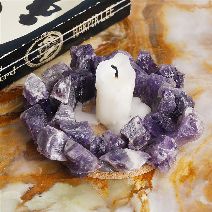Olivenorma Natural Amethyst Healing Ornament Candle Holder - image 1