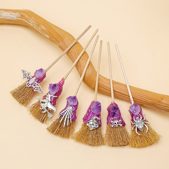 Olivenorma Mini Magic Amethyst Broom Ornament Decoration - Purple - 6Pcs(Complete Set) - image 2