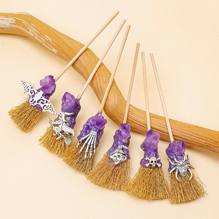 Olivenorma Mini Magic Amethyst Broom Ornament Decoration - Deep Purple - 6Pcs(Complete Set) - image 0