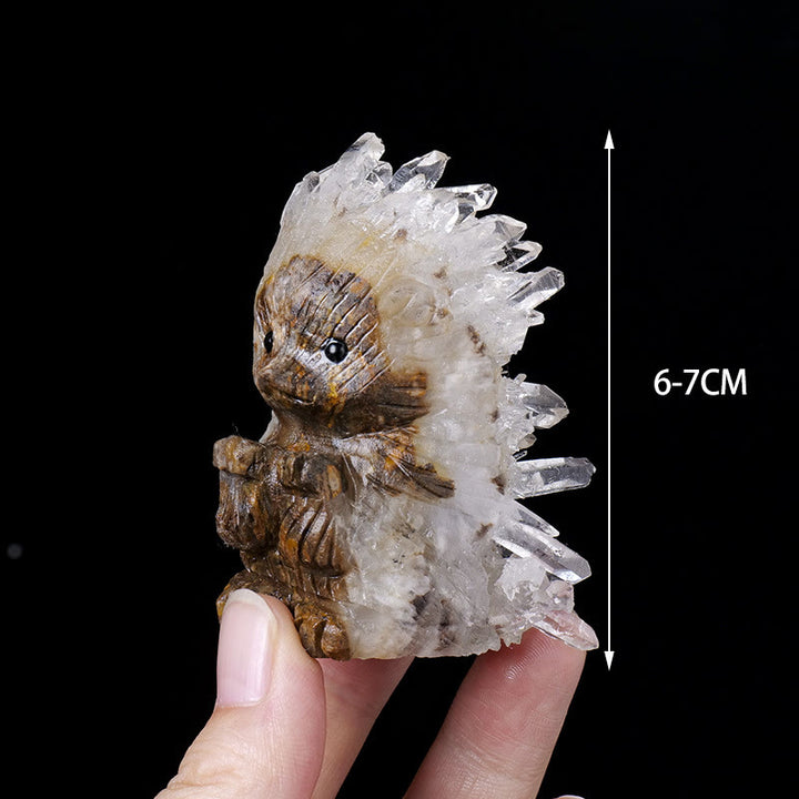 Olivenorma White Crystal Cluster Engraved Hedgehog Gemstone Decoration - image 4