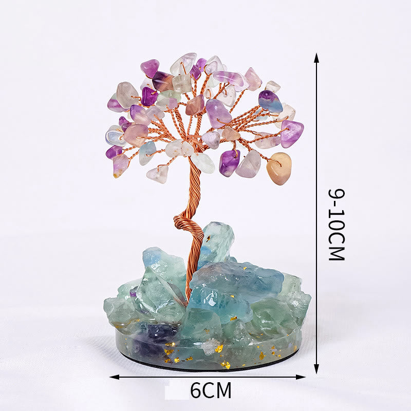 Olivenorma Luck Success Tree of Life Gemstone Feng Shui Tree - Rainbow Fluorite - 6 Bracnches - image 6